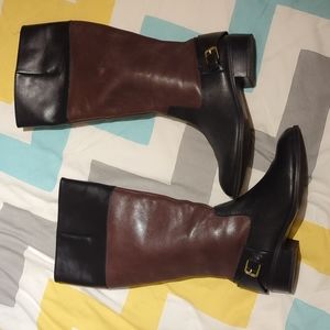 Ralph Lauren Marlena II Black Brown knee high riding boots